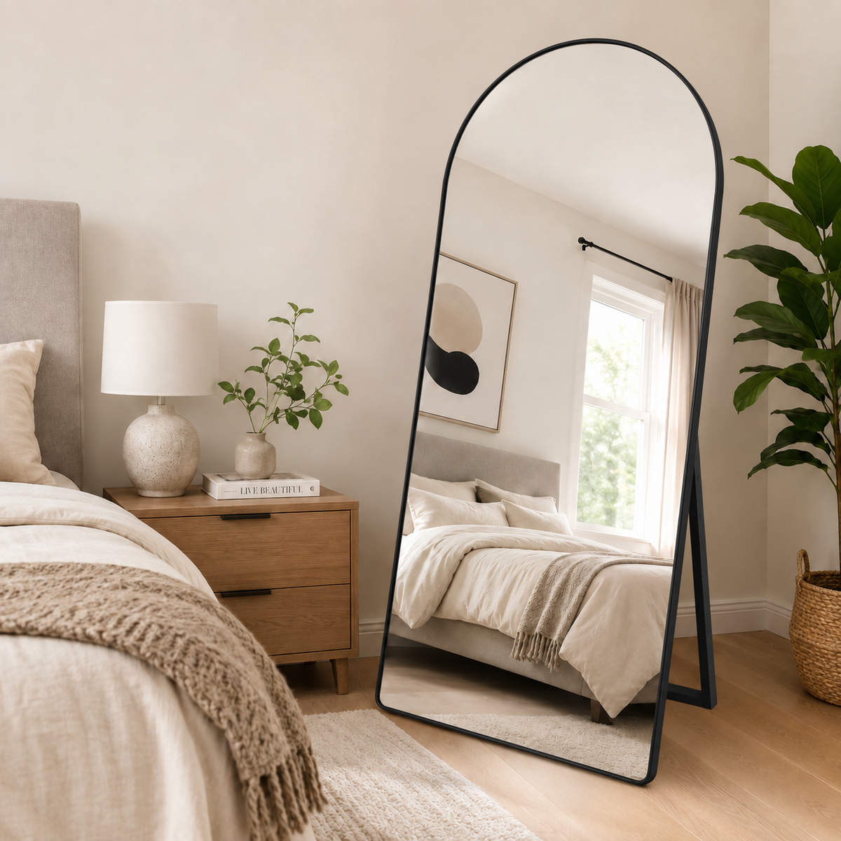 Black aluminum frame 5/2 ft standing mirror