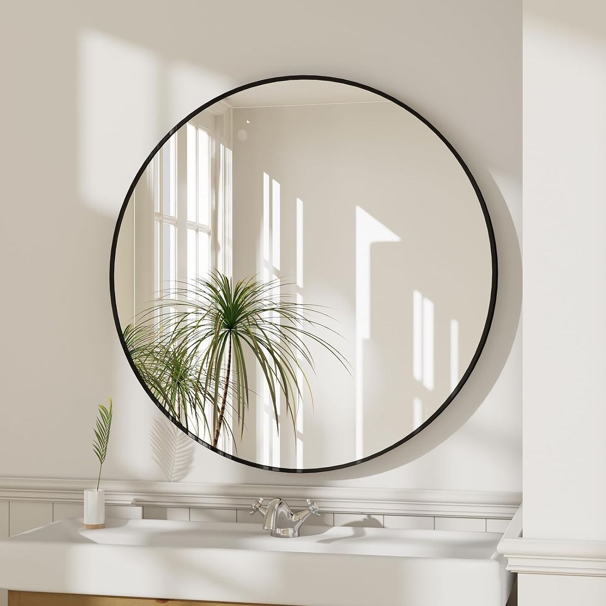 Round Mirror Black 28×28 inch | Mirror World BD