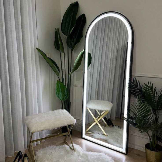 LED Mirror Black frame standing 5/2 ft with touch sensor