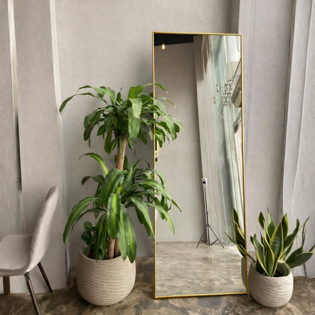 rectangular shape Golden Aluminum Frame Standing mirror 5/1.5 ft - Mirror World BD