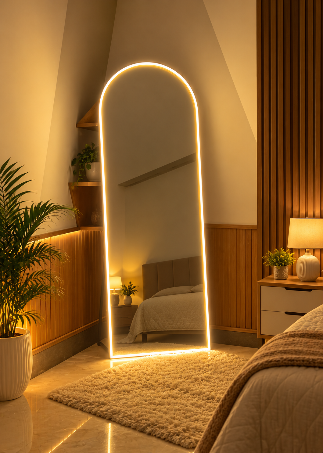 Gate Lock LED Mirror Golden 5/1.5 ft (Manual) | Mirror World BD