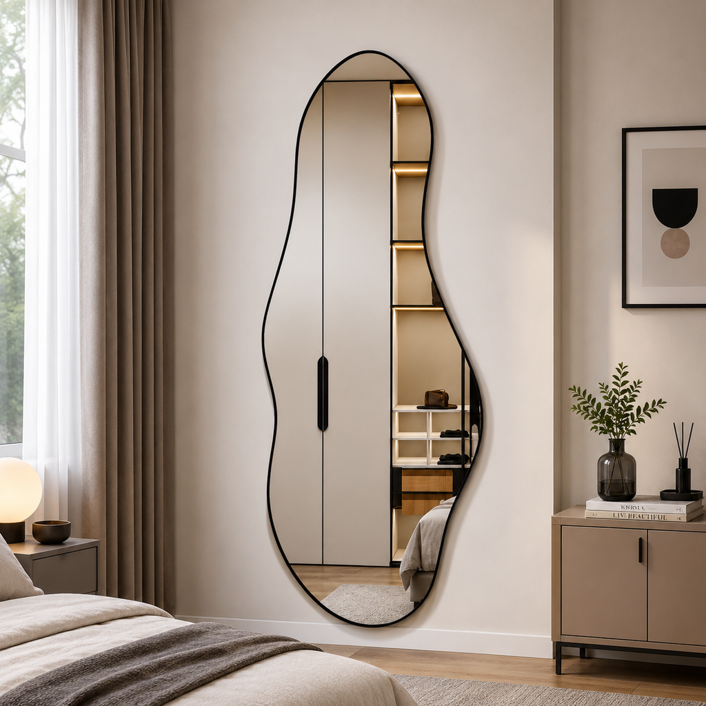 Curved Decorative Black Aluminum frame mirror 5/2 ft