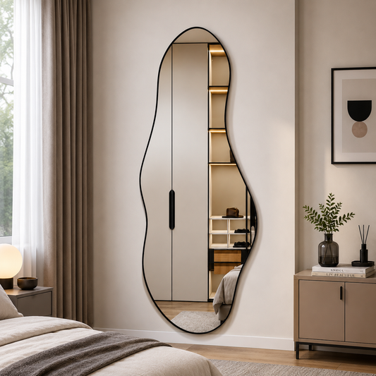 Curved Decorative Black Aluminum frame mirror 5/2 ft