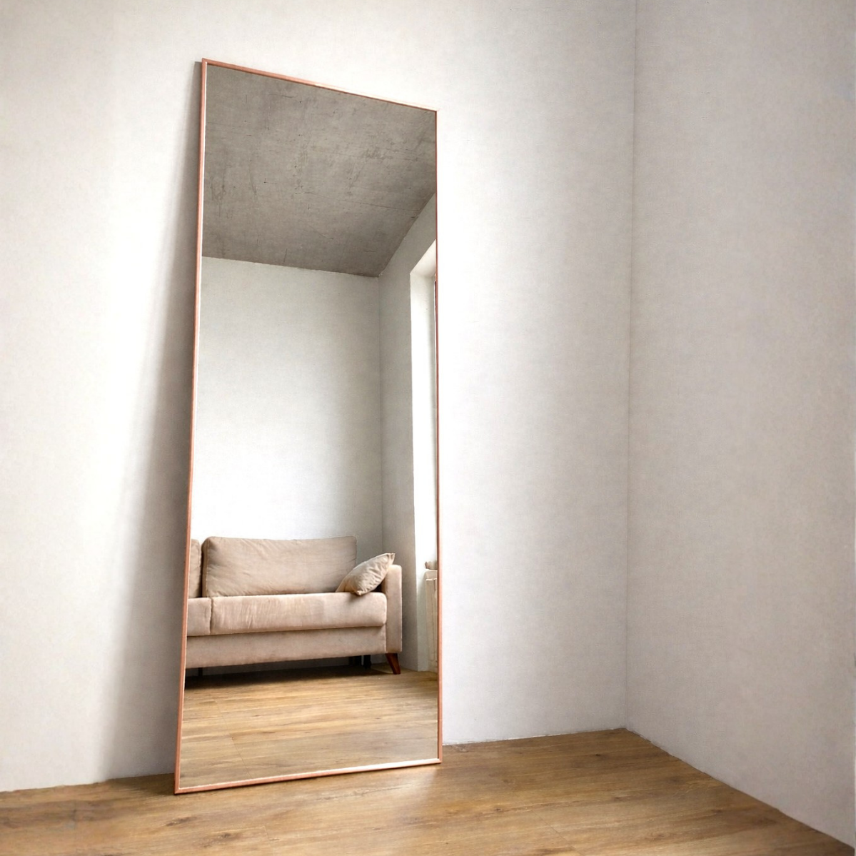 rectangular shape Rose Gold Aluminum Frame Standing mirror 5/1.5 ft - Mirror World BD