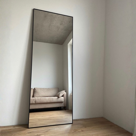 rectangular shape Black Aluminum Frame Standing mirror 5/1.5 ft