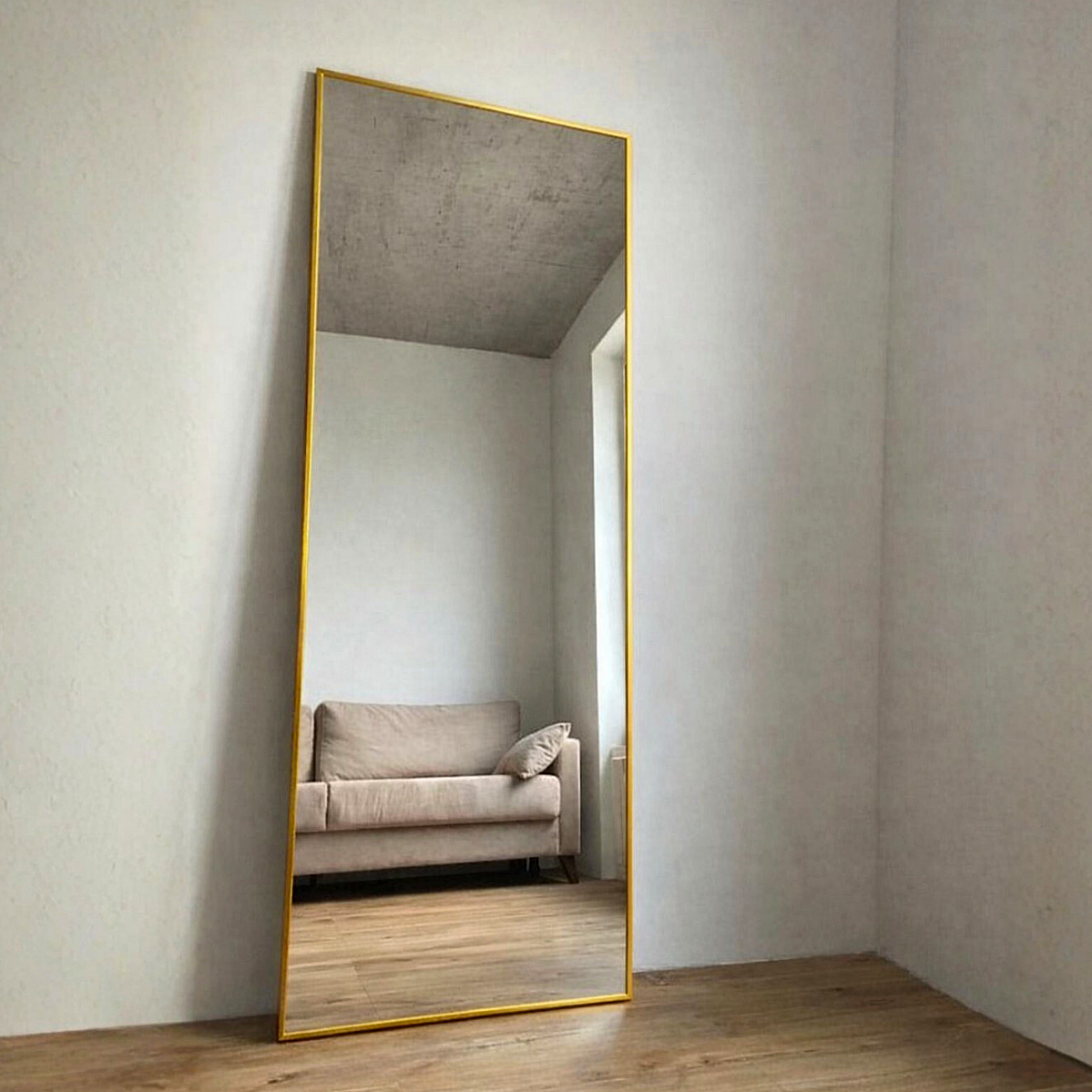 rectangular shape Golden Aluminum Frame Standing mirror 5/1.5 ft