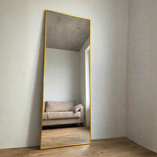 rectangular shape Golden Aluminum Frame Standing mirror 5/1.5 ft