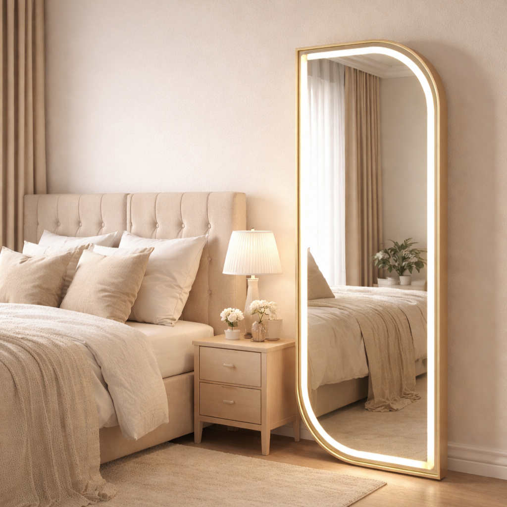 Half Round Corner LED Mirror Golden frame 5/1.5 ft