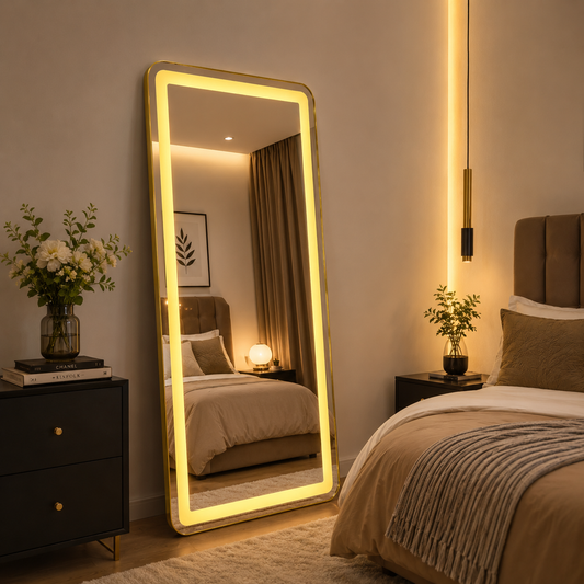 Mobile Shape Golden frame LED Mirror standing 5/2 ft