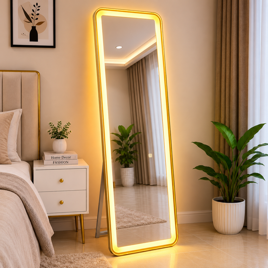 Mobile Shape Golden frame LED Mirror standing 5/1.5 ft