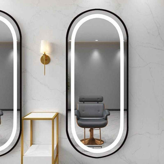 Oval LED Mirror Black frame 5/2 ft