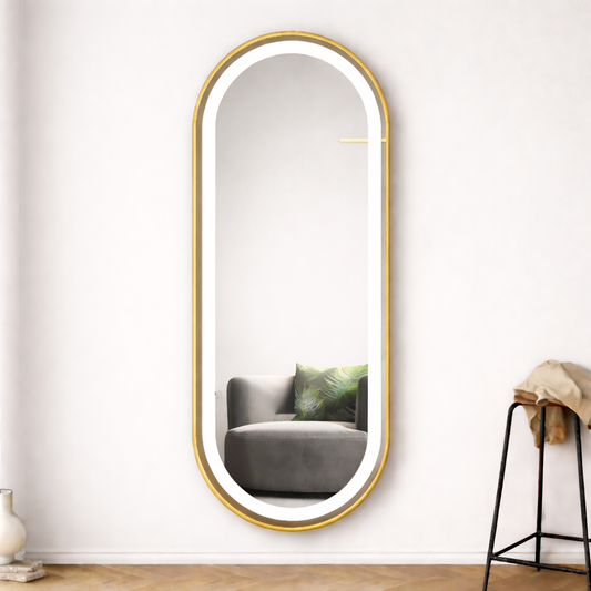 Oval LED Mirror Golden frame 5/1.5 ft - Mirror World BD