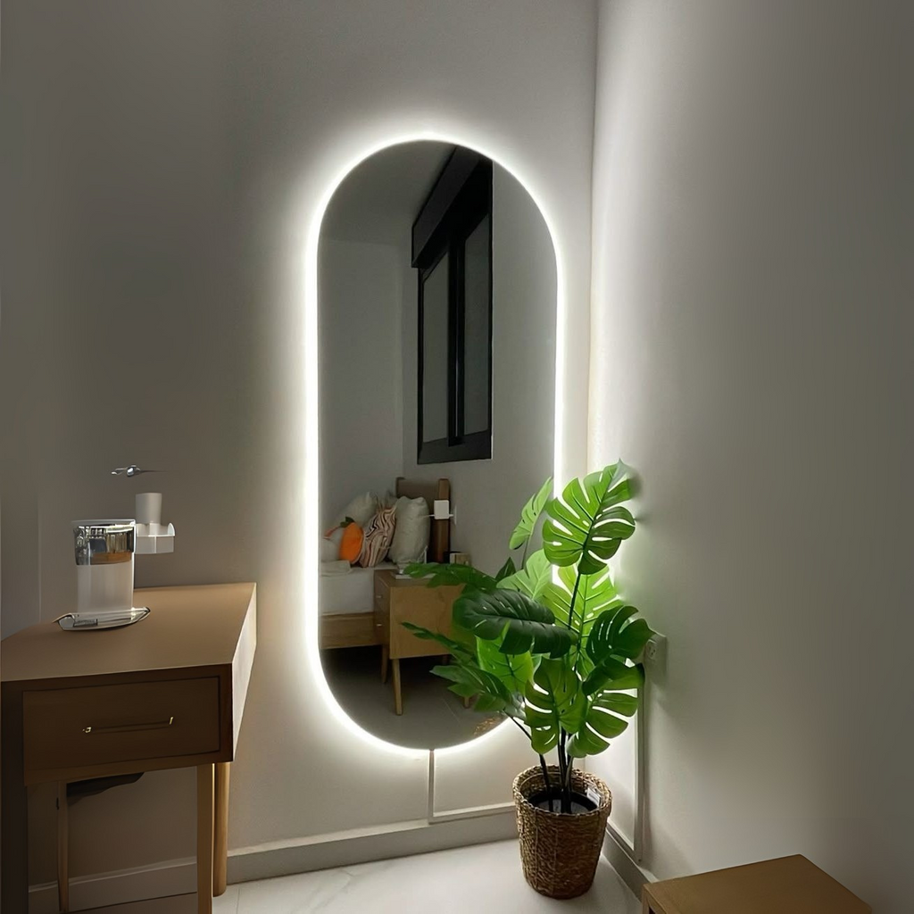 Oval LED Backlit Mirror without frame 5/1.5 ft wall hanging