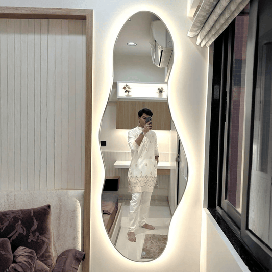 Curved Decorative Baklite LED Mirror 5/2″ ft Model 102
