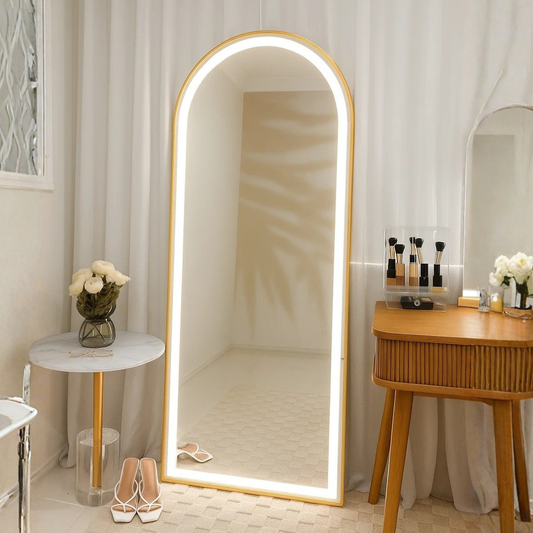 LED Mirror Golden frame standing 5/2 ft with touch sensor - Mirror World BD