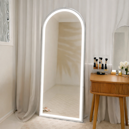 LED Mirror Silver frame standing 5/2 ft with touch sensor - Mirror World BD