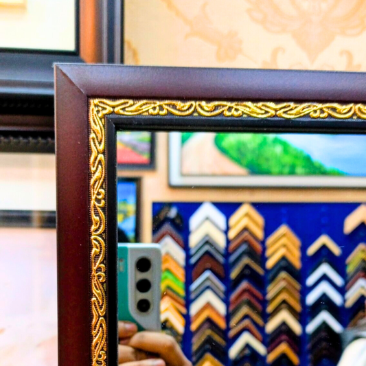 Chocolate golden fiber frame Mirror 5/1.5 ft - Mirror World BD