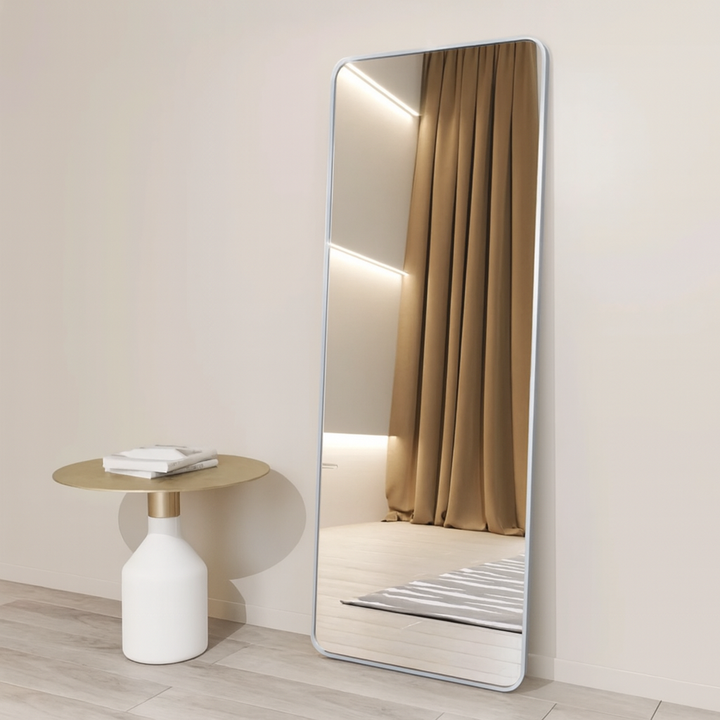 Mobile Shape Silver frame standing mirror 5/1.5 ft - Mirror World BD