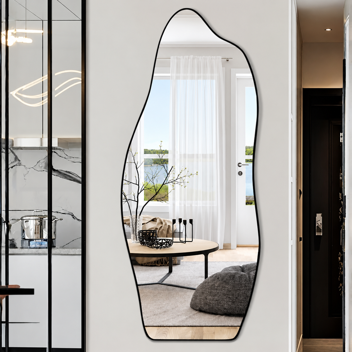 Dolphin Shape Black Wall hanging Mirror 5/2″ ft