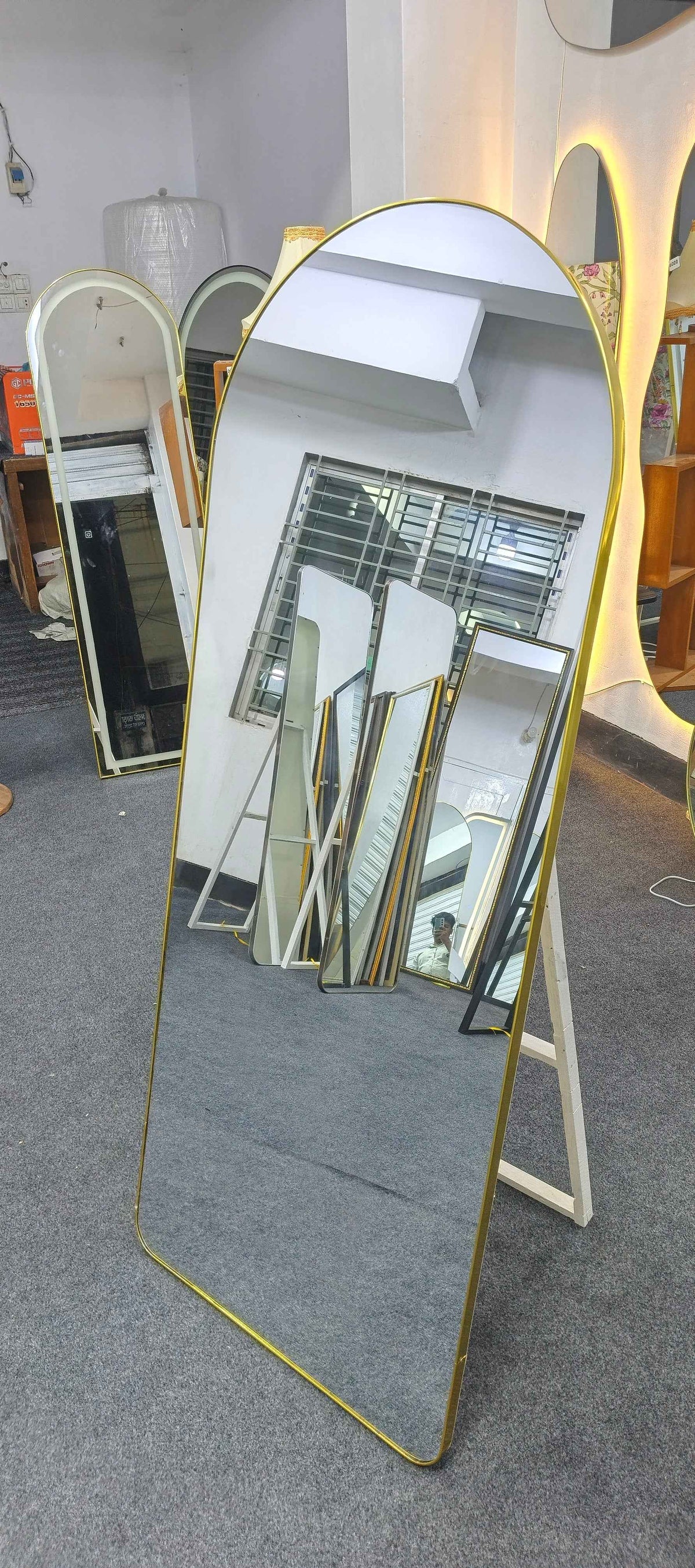 Golden aluminum frame 5/2 ft standing mirror