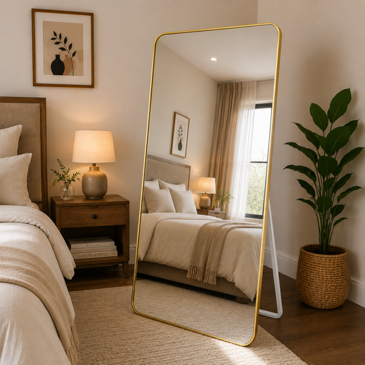 Golden aluminum frame Mobile Shape 5/2 ft standing mirror