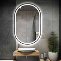 Capsule Shape LED Wall Mirror 20×32 Inch Black aluminum frame