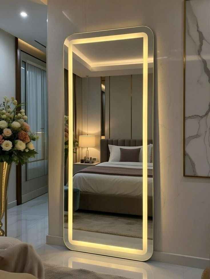 Mobile Shape Golden frame LED Mirror standing 5/2 ft