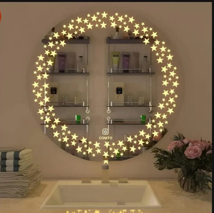 Round Star LED Mirror – 28×28 Inch Bathroom Mirror