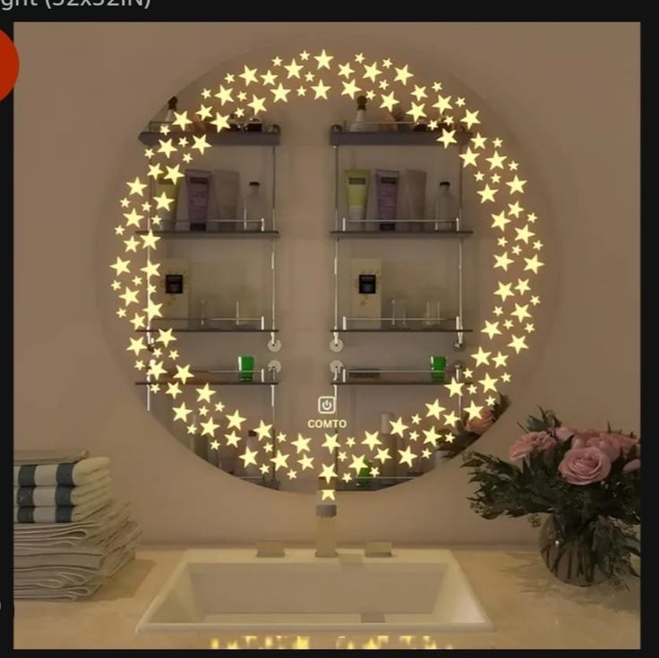 Round Star LED Mirror – 28×28 Inch Bathroom Mirror