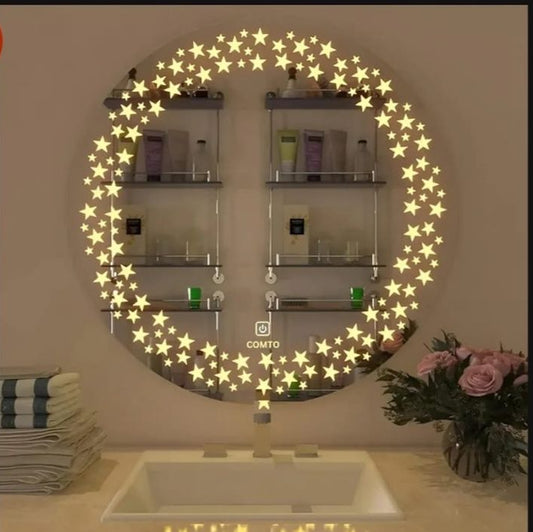 Round Star LED Mirror – 28×28 Inch Bathroom Mirror