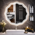 Round wavy Mirror Front light plus backlit 28*28 inch