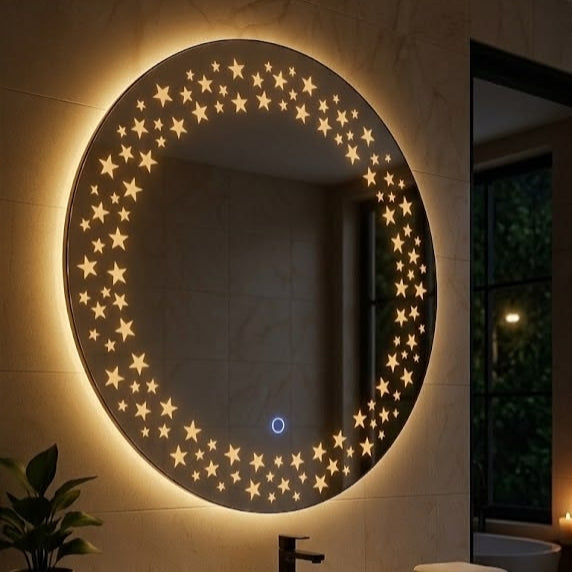 Round Star LED Mirror – 28×28 Inch Bathroom Mirror